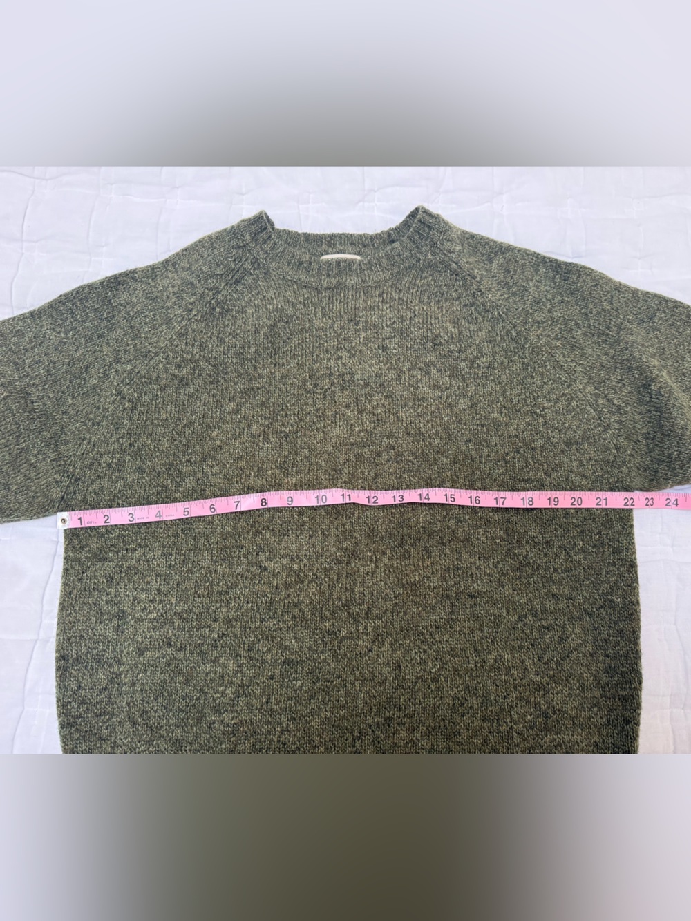 100% Shetland Wool Army Green Crewneck | LL Bean | Men's M - Picture 8 of 9